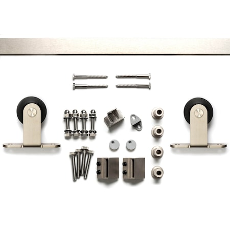 Sure-Loc Hardware Barn Door Track System, Top Mounted Roller, 72, Satin Nickel